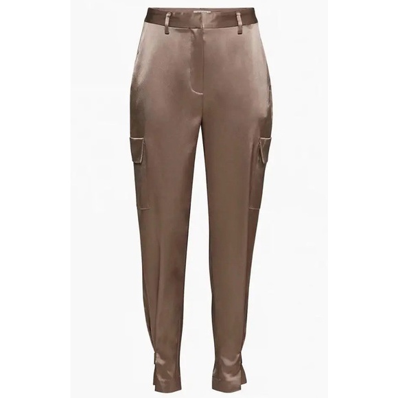 Aritzia Babaton Refined Satin Deep Taupe Brown High Waisted Cargo Pants - Picture 7 of 7